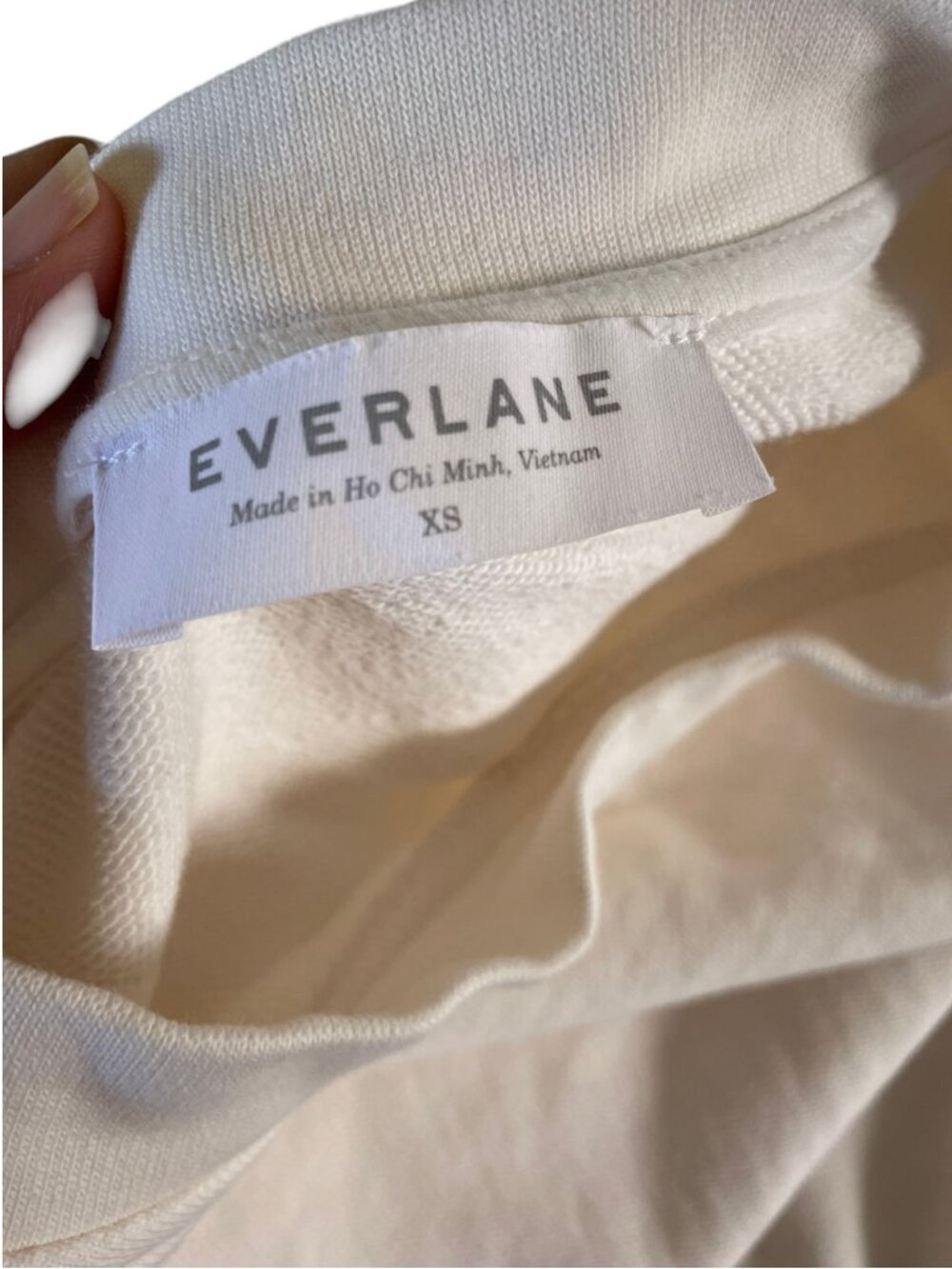 Everlane The Cotton Mock Neck Long Sleeve Dress Off-White Cream Mini XS - Picture 7 of 8